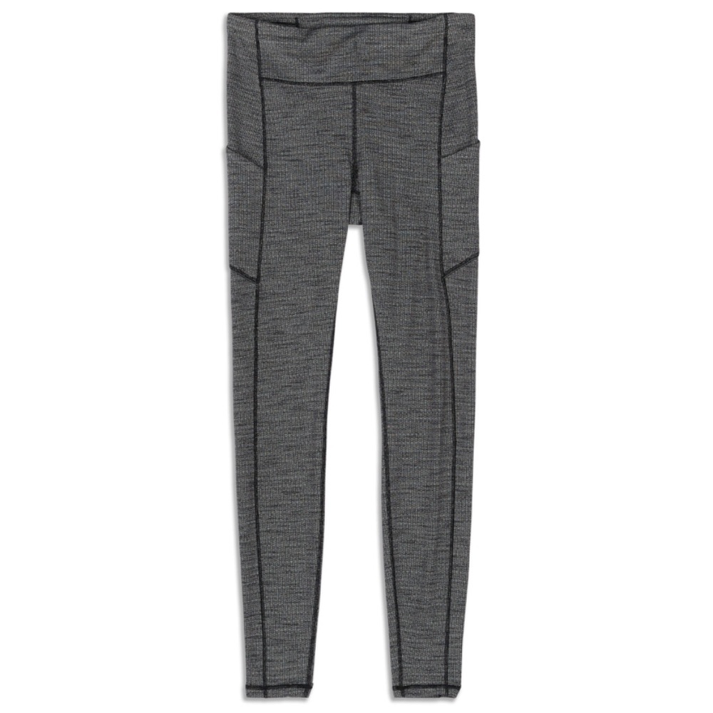lululemon Speed Up Mid-Rise Tight 25” Luon Variegated Knit Black Heathered Black
